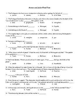 Romeo And Juliet Test Study Guide